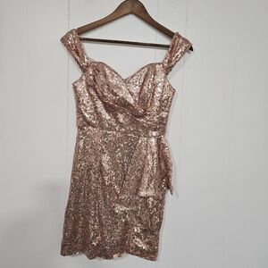BARIANO AUSTRALIA Elegant Sequin Dress in Rose Gold